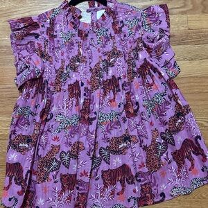 Printfresh Women's Purple and Red Animal Print Blouse
